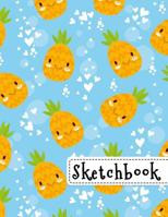 Sketchbook: Cute Hearts & Pineapple Sketchbook, 8.5" x 11", 110 Pages, Large Blank Drawing Book For Girls With Cool White Hearts & Pineapple Pattern 1079481915 Book Cover