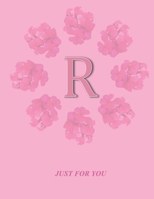 R: Monogram Initial R  Letter Ruled Notebook for Women,Girl and School, Pink Floral Cover 8.5'' x 11'', 100 pages B083XW5T2T Book Cover