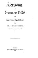 L'Oeuvre Du Gouverneur Feillet En Nouvelle-Cal�donie 1532900627 Book Cover