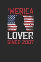 Merica Lover Since 2007: Graph Paper Notebook - Birthday Gift Idea For Women And Men 1697511759 Book Cover