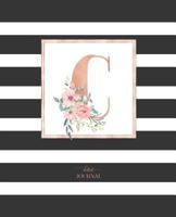 Dotted Journal: Dotted Grid Bullet Notebook Journal Black and White Stripes Rose Gold Monogram Letter C (7.5” x 9.25”) for Women Teens Girls and Kids 1790715202 Book Cover