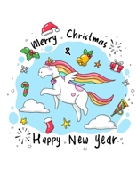 Sketch Book Christmas and Happy New Year: Cute Unicorn Sketch book for Girls Large Notebook for Drawing, Doodling or Sketching: 100 Pages, 8.5" x 11" Gift for Girls (Sketch Books For Kids) 1675824428 Book Cover