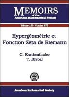 Hypergeometrie Et Fonction Zeta De Riemann (Memoirs of the American Mathematical Society) 0821839616 Book Cover