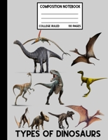 Composition Notebook College Rulled 110 pages Types Of Dinosaurs: For Boys and Girls - Back To School Gift For Students (8.5 x 11 Large) 1695090195 Book Cover