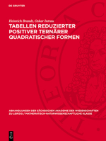 Tabellen Reduzierter Positiver Ternärer Quadratischer Formen 3112755421 Book Cover
