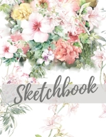 Sketchbook: 8.5X11 inches notebook, blank page journal , 100 pages plank paper for sketcher, girls , women , flower lover , lovely and beautiful ... collection , tropical flower , white 171346327X Book Cover