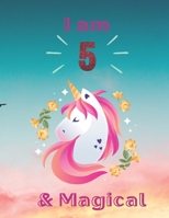 Unicorn SketchBook: I Am 5 & Magical With Unicorn Inside More Space for Sketching and Drawing and Writing Journal for Kids and Girls Marble Size 8.5in x 11in with 110 Pages 1654357626 Book Cover