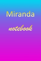 Miranda: Blank Notebook Wide Ruled Lined Paper Notepad Writing Pad Practice Journal Custom Personalized First Name Initial M Blue Purple Gold Taking Class Notes, Homework, Studying School Homeschool & 1670865096 Book Cover