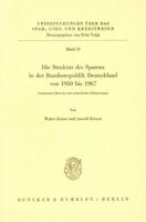 Die Struktur Des Sparens in Der Bundesrepublik Deutschland Von 1950 - 1967: Statistisches Material Und Methodische Erlauterungen 3428019814 Book Cover