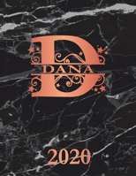 Dana: 2020. Personalized Name Weekly Planner Diary 2020. Monogram Letter D Notebook Planner. Black Marble & Rose Gold Cover. Datebook Calendar Schedule 1708210555 Book Cover