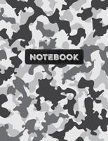 Notebook: Cool Army Snow Winter White Camo Camouflage Wide Ruled Composition Note Book, Diary or Journal 100 pages 7.44 x.9.69 Size 1098643798 Book Cover