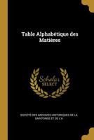 Table Alphab�tique Des Mati�res 0526014253 Book Cover