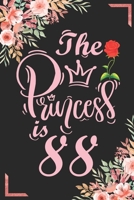 The Princess Is 88: 88th Birthday & Anniversary Notebook Flower Wide Ruled Lined Journal 6x9 Inch ( Legal ruled ) Family Gift Idea Mom Dad or Kids in Holidays - Marble & Red Love Flowers Cover 1675204330 Book Cover