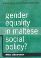 Gender Equality in Maltese Social Policy? 9993267236 Book Cover