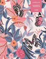 Cornell System Notes 110 Pages: Vintage Floral Notebook for Professionals and Students, Teachers and Writers - Bright Pink Butterfly and Tropical Floral Pattern 1087481279 Book Cover