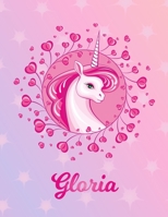 Gloria: Unicorn Sheet Music Note Manuscript Notebook Paper - Magical Horse Personalized Letter A Initial Custom First Name Cover - Musician Composer Instrument Composition Book - 12 Staves a Page Staf 1705641814 Book Cover