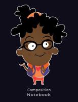 Composition Notebook: Cute Black Girl with Backpack Illustration Composition book: (7,44x9,69) 120pages College Ruled Line Paper Soft Cover Glossy Finish 1073485609 Book Cover