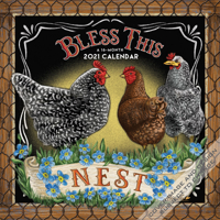 Bless This Nest 2021 12 x 12 Inch Monthly Square Wall Calendar by Hopper Studios, Chalkboard Style Art Artwork 1773725955 Book Cover