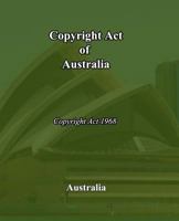 Copyright Act of Australia: Copyright Act of 1968 1452804850 Book Cover