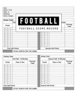 Football Score Record: Football Game Record Keeper Book, Football Scoresheet, Football Score Card, Handwriting Journal Paper, Indoor Outdoors Books Sports, Size 8.5 X 11 Inch, 100 Pages 1723592730 Book Cover