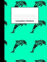 Composition Notebook: Wide Ruled Writing Book Mandala Dolphins Aquamarine Pattern Design Cover 1089852371 Book Cover