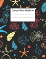 Composition Notebook: Sea Horse Seashell Ocean Life 1720282714 Book Cover