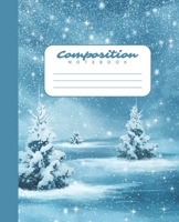 Composition Notebook: Winter Blue Snowfall Wide Ruled Notebook Lined Journal 100 Pages 7.5 X 9.25 Children Kids Girls Teens Women School Subject Unique Christmas Gift 1698937164 Book Cover