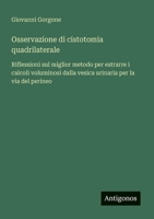 Osservazione di cistotomia quadrilaterale: Riflessioni sul miglior metodo per estrarre i calcoli voluminosi dalla vesica urinaria per la via del perineo (Italian Edition) 3563206201 Book Cover