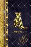 A Journal: Letter A Initial Monogram Lined Notebook - Elegant Diamond and Gold Print 1708504451 Book Cover