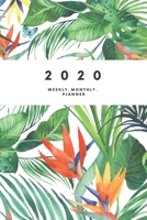 2020 Weekly Monthly Planner: Tropical Weekly & Monthly Calendar 2020 With Extra Space For Notes Colorful White Orange Green Notebook 136 pages 6x9 1671098188 Book Cover
