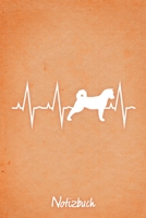 Notizbuch: Oranges kariertes American Akita Herzschlag Hunde Notizheft ca DIN A5 weiß kariert 110 Seiten (German Edition) 165020227X Book Cover