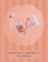 Monthly/Weekly Planner: Striped Orange Japanese Origami Rooster Weekly Planner + Monthly Calendar Views 12 Month Agenda Planner Gift For Rooster Lovers 1676076212 Book Cover