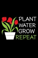 Plant Water Grow Repeat: Gardening Lovers Journal Notebook, 6x9 Wide Black Ruled Lined With 120 Pages 1697588646 Book Cover