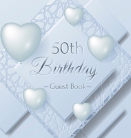 50th Birthday Guest Book: Ice Sheet, Frozen Cover Theme, Best Wishes from Family and Friends to Write in, Guests Sign in for Party, Gift Log, Hardback 8395817894 Book Cover