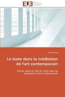 Le Texte Dans La Ma(c)Diation de L'Art Contemporain 3841789439 Book Cover