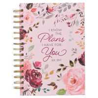 Christian Art Gifts Journal w/Scripture I Know The Plans I Have For You Jeremiah 29:11 Bible Verse Pink Floral 192 Ruled Pages, Large Hardcover Notebook, Wire Bound 164272940X Book Cover