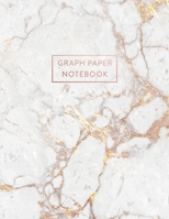 Graph Paper Notebook: White Marble and Shiny Gold Inlay | 8.5 x 11 - 5 x 5 Squares per inch | 100 Quad Ruled Pages | Cute Graph Paper Composition ... Students (Math and Science School Essentials) 1689669195 Book Cover