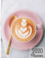 2020 Planner: A Planner for Coffee Lovers, pink and grey with Year at a Glance, Year in pixels, Monthly Calendar and Daily notes Pages. 1651751803 Book Cover