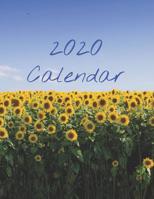 2020 Calendar: Monthly 2020 Calendar with Floral Pictures, Sunflower Field Cover 1082592234 Book Cover