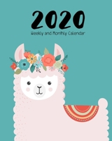 2020 Weekly & Monthly Planner: January through December Dated - adorable pastel pink llama character with blue background 1676678883 Book Cover