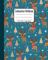 Composition Notebook: 7.5x9.25 Wide Ruled | Christmas Reindeers and Trees 1678532126 Book Cover