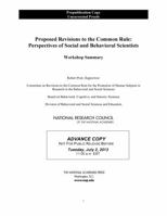 Proposed Revisions to the Common Rule: Perspectives of Social and Behavioral Scientists: Workshop Summary 0309288231 Book Cover