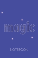 Magic Notebook: Dot grid sketchbook on cute cerulean blue background with little gold line inside the letters. Great for drawing, sketching, writing, ... See how magic happens when you use it 1678633682 Book Cover