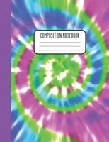 Composition Notebook: Colorful Purple Blue Tie Dye Trendy Design Wide Ruled Composition Notebook 107340451X Book Cover