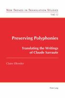 Preserving Polyphonies: Translating the Writings of Claude Sarraute 3034309406 Book Cover