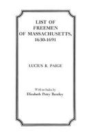 List of Freemen of Massachusetts, 1630-1691 0806308060 Book Cover