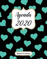 Agenda 2020 Mensuel Et Semainier: Calendrier, Organisateur, Objectifs et Liste de Souhaits Janvier � D�cembre 2020 Turquoise Coeur Motif, Noire Couverture 1710327359 Book Cover