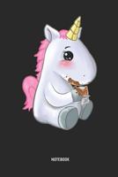 Unicorn Notebook: Cute Unicorn Is Eating Chocolate - Lined Journal for Women, Men and Kids. Great Gift Idea for All Unicorns Lover. 1090837593 Book Cover