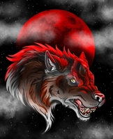 Born Under A Bad Moon: Red Wolf Blood Moon College Rule Composition Notebook 1707990808 Book Cover