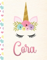 Cora: Personalized Unicorn Primary Story Journal For Girls With Pink Name | Half Ruled Dotted Midline and Blank Picture Space | Kindergarten to Early ... | Grades K-2 Composition School Exercise Book 1694137023 Book Cover